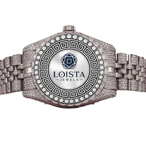 Reloj de Lujo de Primera Calidad con Diamantes Plateados, Reloj de Pulsera de Cuarzo de Acero Inoxidable con Cristales, Disponible para Exportación - Product Image 1