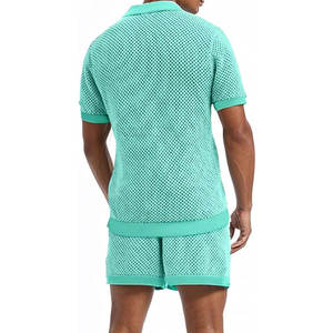 Summer Casual Men's Solid Plus Size Polyester/Cotton T-shirts & <b>Mesh</b> Shorts <b>Two</b>-<b>Piece</b> Shorts <b>Set</b> - Product Image 6
