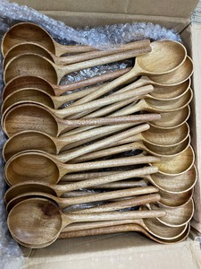 Juego de Tenedores y Cucharas de Madera Grabados con Logotipo Personalizado, Vajilla de Madera Natural, Tenedores para Postre y Ensalada - Product Image 6