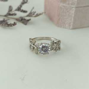 แหวนใบไม้ประดับมอสซาไนต์ เงินแท้ 925 แหวนหมั้น แหวนแต่งงาน สำหรับผู้หญิง ของขวัญ - Product Image 3