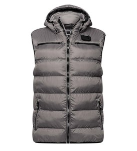 <b>Men's</b> <b>Black</b> Hooded Puffer <b>Vest</b> With Zipper Closure Windproof Casual Winter Outerwear 100% Polyester - Product Image 2