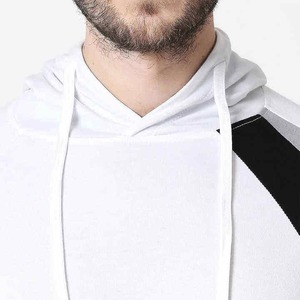 Hip Hop sweat-shirt décontracté homme épais polaire goutte épaule uni blanc personnalisé hommes sweats à capuche - Product Image 2