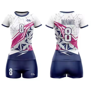 เสื้อวอลเลย์บอลหญิงแบบใหม่ ดีไซน์สีสันปรับแต่งได้ ผลิตจากโพลีเอสเตอร์ 100% ระบายอากาศได้ดี พิมพ์ลายด้วยเทคนิค Heat-Transfer - Product Image 1