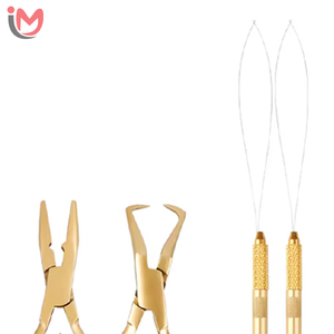 Hair Extension <b>Pliers</b> <b>Set</b> with Micro Ring Remover Tools Gold Metal Handle Black Grip for Installation and Removal - Product Image 5