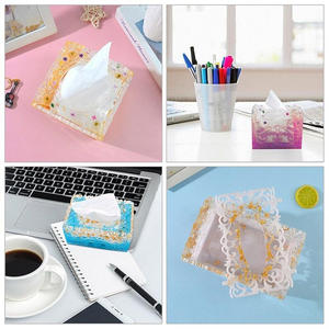 Boîte à mouchoirs en résine faite à la main pour la décoration de table à la maison et à l'hôtel, disponible en provenance d'Inde - Product Image 2