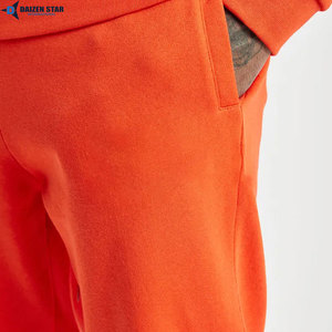 Men's Orange Hooded Tracksuit Full Sleeve Casual Sweatshirt Pants Set Solid Color Breathable Cotton Autumn Wear - Product Image 4