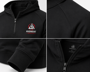 Sudadera con Capucha y Cierre de Cremallera de un Cuarto para Hombre, Color Negro, Corte Regular, Forro Polar, Estilo Deportivo, Informal, para Otoño, Marca Augment Industry - Product Image 3