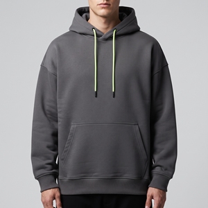 Sudadera con Capucha de Alta Gama para Hombre, Estilo Urbano, Corte Holgado, Felpa, Color Sólido, Minimalista, Transpirable, Ecológica, para Invierno - Product Image 6