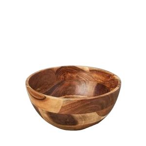 Bol de service en bois imprimé de logo personnalisé de haute qualité vaisselle réutilisable pour fruits et salade jetable de style campagnard - Product Image 1