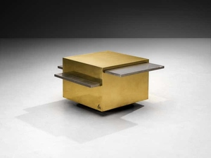 Mesa de centro de latón de lujo de última generación, mesa central geométrica moderna, mesa auxiliar de metal contemporánea, muebles de diseño para sala de estar - Product Image 6
