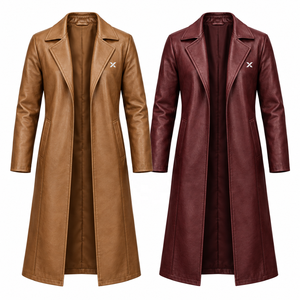 Abrigo de Cuero Genuino para Mujer |   Negro, Marrón, Borgoña |   Fabricante OEM ODM |   Diseño de Calidad Premium |   Ropa de Cuero | - Product Image 5