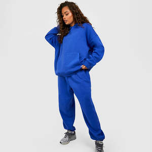 Ensemble deux pièces pour femme : sweat à capuche et pantalon de jogging en molleton bleu roi, coupe décontractée et confortable, écologique - Product Image 6