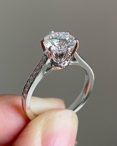 3.20 CT Round Lab Diamond Engagement Ring 14K Solid Rose Gold Hidden Halo Solitaire Ring 6 Heart Prongs Statement Bridal Ring - Product Image 3