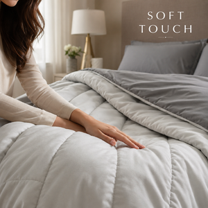 Luxury 300 GSM Pearl Grey Ash Grey Reversible Dual Tone Comforter Soft Cozy <b>Bedding</b> | Plushy All Season <b>Quilt</b> for Hotel Bedrooms - Product Image 2