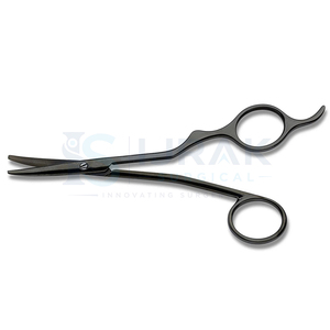 Ciseaux chirurgicaux courbés à pointe aiguisée, manche annelé, pour chirurgie générale, certifiés CE, en acier inoxydable, 7 pouces - Product Image 4