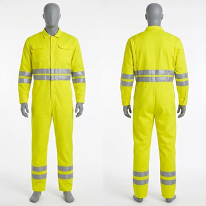 Overol Industrial para Hombre, Uniforme de Trabajo de Alta Visibilidad en Amarillo Reflectante, 260 GSM, Polialgodón, con Logotipo Termotransferible, Traje Resistente - Product Image 1