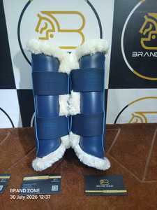 BRAND ZONE Bottes équestres en cuir verni pour chevaux, protections de tendons 8MM en néoprène et fausse fourrure, durables et confortables - Product Image 5