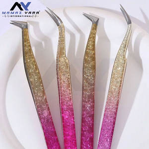 Pince à épiler pour ongles et cils, lot de 4 pièces avec miroir, motif fleur de glace, comprenant 2 pinces multifonctionnelles pour le nail art - Product Image 2