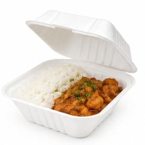 6 Inch Bagasse Clamshell Burger Box Compostable Biodegradable Disposable Sugarcane Fiber Food <b>Container</b> Home <b>Takeaway</b> - Product Image 4