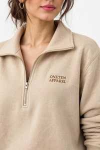 ONETEN APPAREL Sudadera de Forro Polar Unisex de Invierno con Cremallera de Cuarto, Cuello Alto, Estampado Frontal y Bloques de Color, 350 gramos - Product Image 6