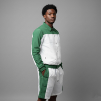 Novedad 2026: Conjunto Deportivo de 2 Piezas para Hombre, 100% Nailon, Estilo Urbano, Bloques de Color, Estampado, Cortavientos Transpirable, Verde y Blanco