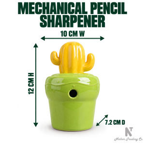เครื่องเหลาดินสอพลาสติกรูปทรงกระบองเพชร สีเขียวเหลือง อุปกรณ์สำนักงานและโรงเรียน ขนาดมาตรฐาน ผ่านการทดสอบความปลอดภัย เหมาะสำหรับเด็ก - Product Image 2