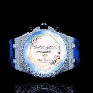 Women's ElvoraGems <b>Round</b> Smart Watch With Gems Silicone Band Customization Available - Product Image 1