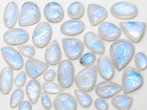 Wholesale Natural Brand Rainbow Moonstone Cabochons | Oval Shape Blue Flashy & Grey Color | for Jewelry Making | Loose | in - Product Image 5