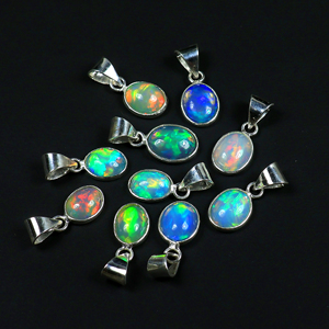 New Arrival 925 Sterling Silver Plated Natural <b>Opal</b> <b>Pendant</b> Oval Cabochon Gemstone Fashion Jewelry for Wholesale Manufacarers - Product Image 5
