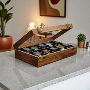 AHTE MANUEXPO UR-065 Wooden Watch <b>Box</b> for Men Antique Wood Crafted 10-Slot Watch Display Case <b>Storage</b> Organizer Jewelry - Product Image 3