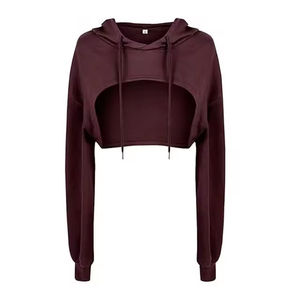 Hoodie court à prix d'usine, grande taille, manches longues, tissu respirant, vêtement décontracté, hoodies tendance - Product Image 4