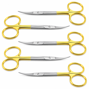 5 Tijeras Iris Alemanas TC de 4.5 Pulgadas, Curvas, de Acero Inoxidable, Instrumentos Quirúrgicos Dentales para Cirugía de Precisión - Product Image 5