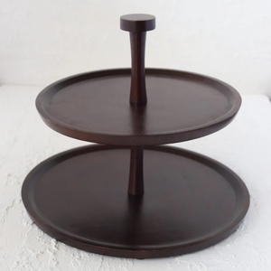 Eco-Friendly Acacia Wood 2 <b>Tier</b> <b>Cake</b> Stand Wooden Cupcake Dessert Display Serving Tray For Wedding Party And Kitchen Decoration - Product Image 4
