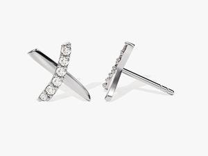 Boucles d'oreilles clous en or jaune en forme de X avec diamants de laboratoire pour mariage, fiançailles, cadeau - Product Image 6