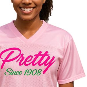Camiseta AKA con cuello en V para mujer, camiseta de algodón con letras verdes y rosas, ropa griega informal de manga corta, Top cómodo de verano - Product Image 2