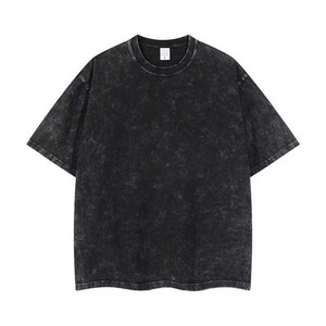 เสื้อยืดผู้ชายทรงโอเวอร์ไซส์ ผ้าฝ้ายวินเทจฟอกสี ลุคดิสเทรส แขนสั้น คอกลม ทรงปกติ สีพื้น เรียบง่าย สไตล์ลำลอง ผ้าเจอร์ซีย์ถัก - Product Image 5