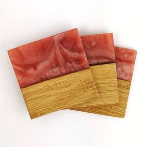 Modern Eco-Friendly Wooden Coasters with Blue <b>Resin</b> <b>Top</b> Rectangle Non-Slip Mats & Pads for <b>Table</b> Protection XL Size Home Decor - Product Image 2