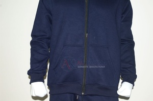 เสื้อฮู้ดซิปสีกรมท่าเข้มสำหรับผู้ชาย ผ้าฝ้ายฟลีซ 280 GSM ผ้าฝ้าย 100% ทรงปกติ ระบายอากาศได้ดี มีกระเป๋าหน้า ปักโลโก้ตามสั่ง - Product Image 2