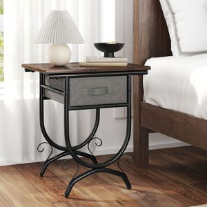 Living Room Console <b>Table</b> with Fabric <b>Drawer</b> and Carved Metal Frame Elegant <b>Side</b> <b>Table</b> - Product Image 4