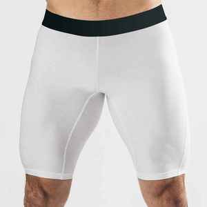 Custom Logo Front Solid Eco-Friendly Anti-Wrinkle Tight <b>Compression</b> Gym <b>Shorts</b> for Men Casual Canvas Low MOQ Ready to Ship - Product Image 2