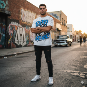 Camiseta de Manga Corta para Hombre, 100% Algodón, Estilo Oversize, con Estampado Gráfico DTG de Banda Negra, Corte Recto, Venta al Por Mayor - Product Image 4