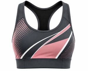 เสื้อชั้นในกีฬาผู้หญิงสีดำแบบ Racerback คอกว้างไร้ตะเข็บ ระบายอากาศได้ดี รองรับแรงกระแทกสูง สำหรับออกกำลังกาย โลโก้ด้านหน้า แต่งขอบตัดสี - Product Image 5