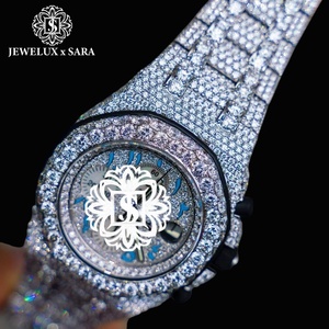 Relojes de Diamantes de Proveedor Indio con Esfera Azul, Totalmente Adornados, Estilo Antiguo, con Cristal, Precio de Exportación - Product Image 1