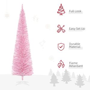 Albero di Natale Artificiale Sottile Rosa con 499 Rami Realistici e Base in Plastica - Product Image 4