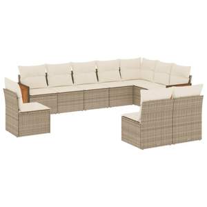 Conjunto de Sofá de Jardín Grande con Patas Ajustables en Ratán Sintético PE Beige, Muebles de Jardín Ajustables - Product Image 2