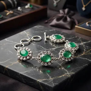 Magnificent Green Emerald Solid Silver Bracelet Elegant Party Wear Floral Halo Gemstone Bracelet Luxury Statement Jewelry Gift - Product Image 3