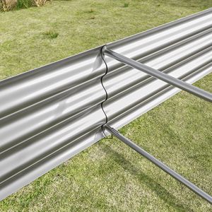 Silver Metal Raised Garden Bed Kit 7.6x3.7x0.98ft for Flower <b>Planters</b> <b>Vegetables</b> & Herbs - Product Image 4