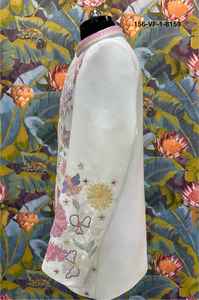 Sherwani para Hombre con Cuello Mandarín, Diseño Prado Primaveral, Sin Arrugas, para Bodas y Fiestas, Base de Lachka TR Premium, Ropa Tradicional - Product Image 5