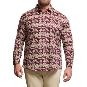 Mens Floral Print Long Sleeve <b>Shirt</b> Regular Fit Cotton Casual <b>Resort</b> Wear Lightweight Beach Style Top - Product Image 2