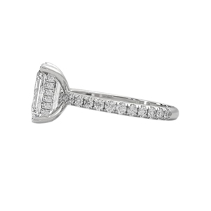 Bague ajustable en argent sterling 925 avec halo de moissanite, style Toi et Moi, et diamants taille poire et émeraude, type cocktail - Product Image 4